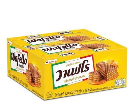 Нежные хрустящие вафли со вкусом карамели от Sando Chocolate Wafers 3.5g x 12 pcs Sando Butter Caramel Wafers 3.5 гр x 12 шт