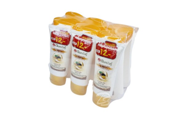 (УПАКОВКА 6 НАБОРОВ)  Набор шампунь и кондиционер для волос с природными травами и экстрактом золотого шелка от Dok Bua Ku Golden Silk Herbal Shampoo 70 ml+Conditioner 30 ml