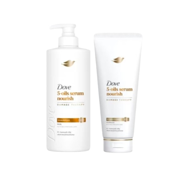 Набор Шампунь 380 мл и Кондиционер 350 мл с 5 маслами для питания и восстановления волос Dove 5-oils serum nourishing 