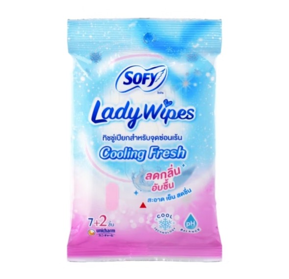 Женские салфетки для интимной гигиены Sofy Lady Wipes с охлаждающим эффектом 7+2 шт