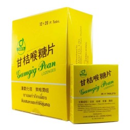 Травяные пастилки при боли в горле, кашле и першении от Gumgig Pean Lozenges 12 шт по 20 табл (УПАКОВКА 12 ШТ)