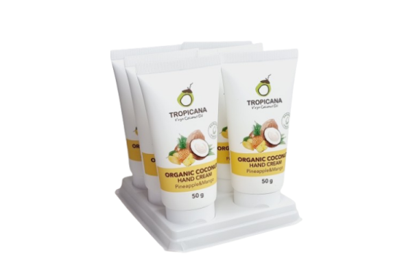 (НАБОР 6 ШТ) Кокосовый крем для рук &amp;quot;Ананас-Манго&amp;quot; без парабенов от Tropicana Oil, Coconut Hand Cream Pineapple-Mango (non-parabe), 6 шт по 50 гр