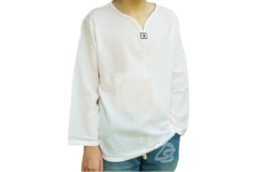 Хлопковая тайская рубашка  V-Neck Cotton  White V Neck Shirt Style