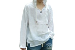 Хлопковая тайская рубашка с капюшоном Cotton White Shirt With Hood Style
