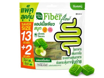 Handy Herb Fiber Flow Gummy — жевательные конфеты с клетчаткой и экстрактом трифалы, вкус зелёного яблока, 180 г (12 г × 15*2 шт), 30 мармеладок Saver Size