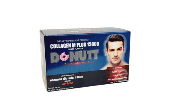 Питьевой Коллаген для мужского здоровья со вкусом винограда от Donutt Collagen M Plus 15000 Grape Flavour 15g x 10 Sachets