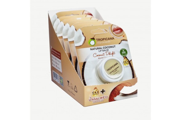 (УПАКОВКА 6 ШТ) Бальзам для губ с кокосовым маслом Tropicana Natural Coconut Lip Balm 10гр x 6 шт