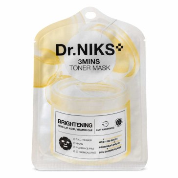 Dr.NIKS+ 3Mins Toner Mask Осветляющая тканевая тонер-маска с феруловой кислотой, витаминами C и E, 20 мл