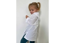 Хлопковая тайская рубашка с капюшоном для детей Cotton White Kids Shirt With Hood Style