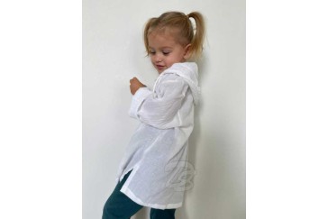 Хлопковая тайская рубашка с капюшоном для детей Cotton White Kids Shirt With Hood Style