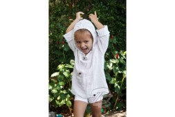 Хлопковая тайская рубашка с капюшоном для детей Cotton White Kids Shirt With Hood Style