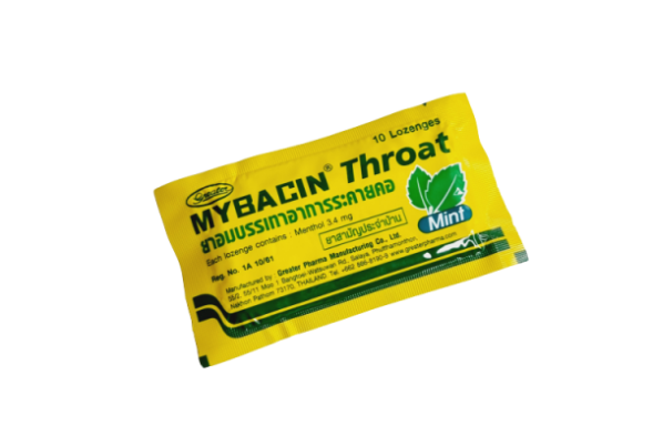 Пастилки от боли в горле и кашля со вкусом мяты Mybacin Throat Mint 10 пастилок