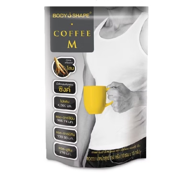 Кофе для мужчин с протеином и женьшенем Body Shape Coffee M 150 гр (10 саше x 15 гр) 1