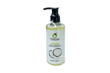 Натуральное 100% кокосовое масло холодного отжима от Tropicana Oil 250 мл, Natural Coconut Oil 100%