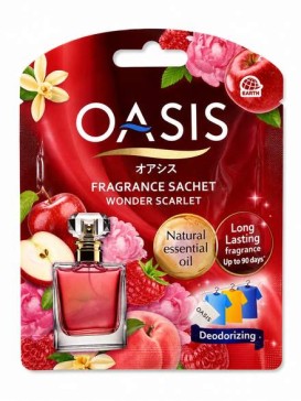 Oasis Fragrance Sachet — ароматическое саше Wonder Scarlet с парфюмными нотами яблока, пиона и ванили, 20 г, до 90 дней, Earth Thailand