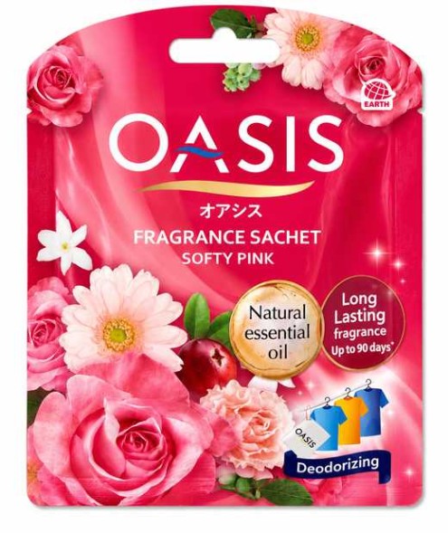 Oasis Fragrance Sachet — ароматическое саше Softy Pink с нотами розы, хризантемы и жасмина, 20 г, до 90 дней, Earth Thailand