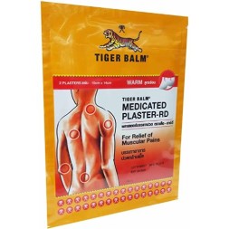 Согревающий и обезболивающий пластырь (красный) от Tiger Balm, Medicated Plaster Warm Red, 2 шт 10x14 см