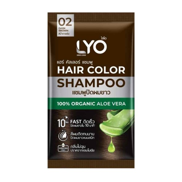 Шампунь-краска для седых волос LYO Hair Color Shampoo 02 Dark Brown, 30 мл