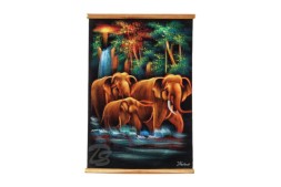 Картина на бархате на стену &amp;quot;Слоны&amp;quot;