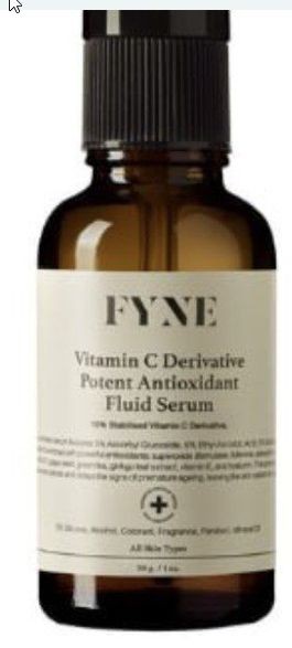 FYNE Potent Vitamin C Derivative — осветляющая антиоксидантная сыворотка с тройным производным витамина C (15%), SOD, фуллеренами и астаксантином, 30 г