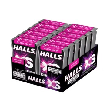 (УПАКОВКА 12 ШТ) Леденцы Halls XS Mixed Berry без сахара с ягодным вкусом, 12.6 гр x 12 шт