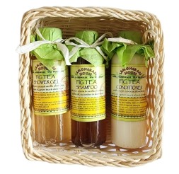 Подарочный набор Lemongrass House с ароматом Инжирный Чай — шампунь, кондиционер и гель для душа (Инжирное блаженство) в подарочной корзинке