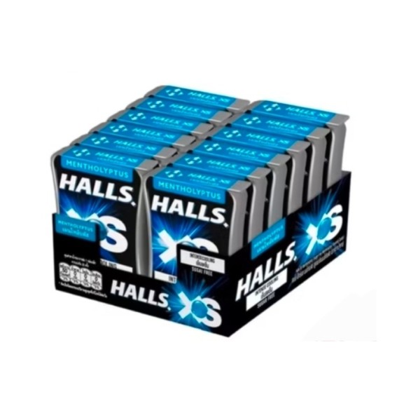 (УПАКОВКА 12 ШТ) Леденцы Halls XS Mentholyptus без сахара с мятно-эвкалиптовым вкусом, 12.6 гр x 12 шт