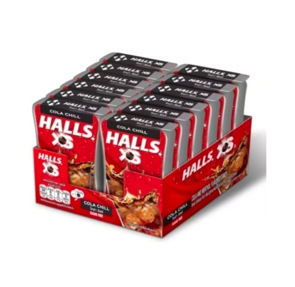(УПАКОВКА 12 ШТ) Леденцы Halls XS Cola Chill без сахара со вкусом Колы, 12.6 гр x 12 шт