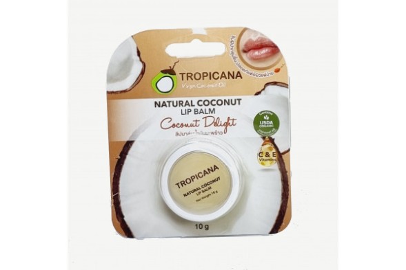 Натуральный кокосовый бальзам для губ «Кокос» от Tropicana, Natural Coconut Lip Balm «Coconut Delight», 10 гр