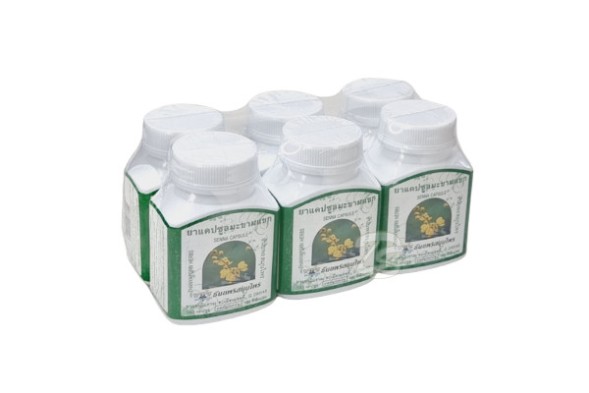 (УПАКОВКА 6 ШТ) Капсулы для лечения геморроя,  хронических запоров и снижения веса от Thanyaporn Herbs Senna 100 Капсул