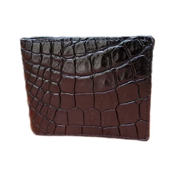 Мужской зажим для денег из черной кожи крокодила