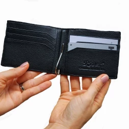 Мужской зажим для денег из черной кожи крокодила