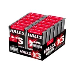 (УПАКОВКА 12 ШТ) Леденцы Halls XS Watermelon без сахара со вкусом Арбуза, 12.6 гр x 12 шт