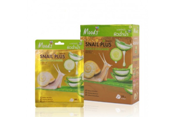 Тканевые маски для лица Moods Snail Plus Улитка, Алое Вера и Огурец 10 шт