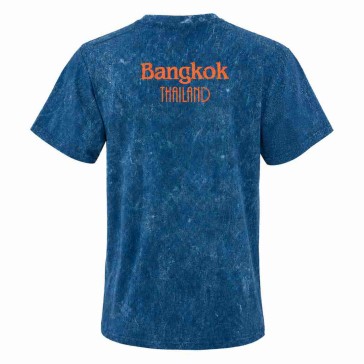 Футболка Bangkok Thailand синяя acid wash, 100% хлопок, принт спереди и сзади