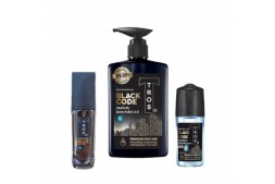 Набор Tros Black Code для мужчин (Гель для души, парфюмированный спрей, дезодорант)