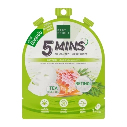 (УПАКОВКА 6 ШТ) Тканевая маска для жирной проблемной кожи, склонной к образованию акне Baby Bright 5 Mins Oil Control Mask Sheet 18 гр