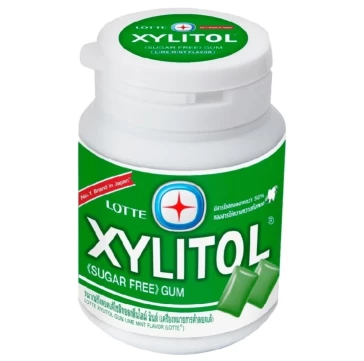 Жевательная резинка без сахара с ксилитом со вкусом лайма и мяты Lotte Xylitol gum 52.2 гр
