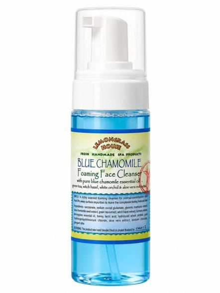 ​Lemongrass House Blue Chamomile Foaming Face Cleanser — пенка для умывания с эфирным маслом синей ромашки, зелёным чаем, гамамелисом и алоэ вера, ручная работа Пхукет, 150 мл
