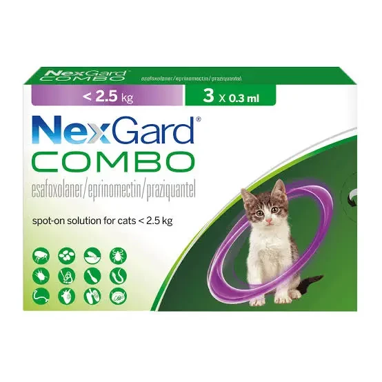 NexGard Combo капли от блох и клещей для кошек (весом до 2,5 кг) 3 шт x 0,9 мл 1
