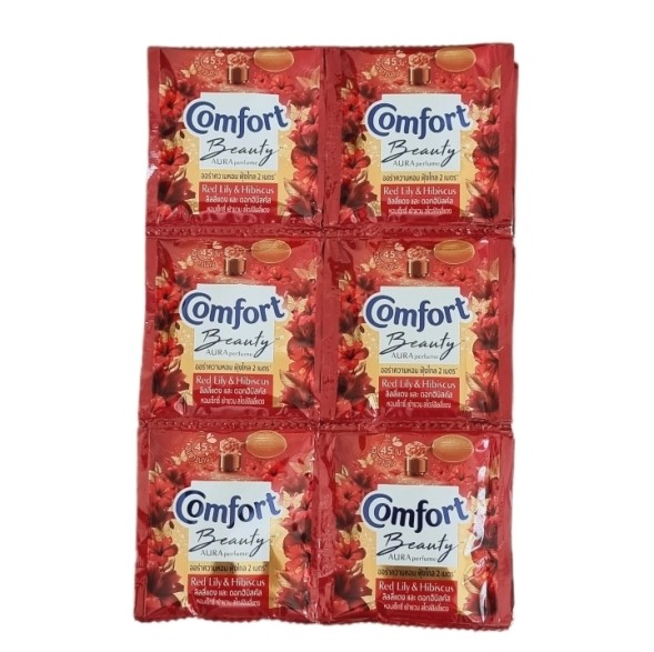 (Упаковка 24 шт) Кондиционер для стирки белья Comfort Beauty perfume softener Red Lily and Hibiscus 17 мл x 24 шт