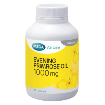 Масло вечерней примулы в капсулах по 1000 мг от Mega We Care, Evening Primrose Oil 1000 mg (Omega-6 GLA, LA), 30 капсул