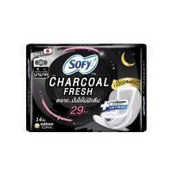 Ультратонкие прокладки с бамбуковым углем Sofy Charcoal 29 см с крылышками, 14 шт