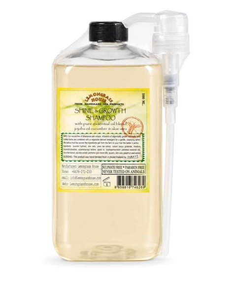 Шампунь для блеска и роста волос Lemongrass House Shine &amp;amp; Growth с маслом жожоба, огурцом и алоэ вера, 1000 мл