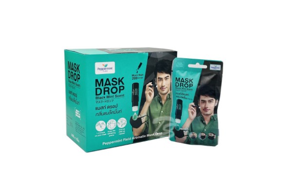 Капли для маски с ароматом черная мята 3 мл от Peppermint, набор 12 шт в коробке