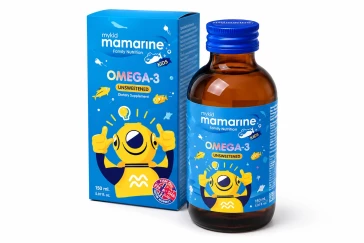Mamarine Kids Omega-3 Plus Lysine &amp;amp; Multivitamin Forte — детский витаминный сироп с лизином и рыбьим жиром из Исландии, 120 мл