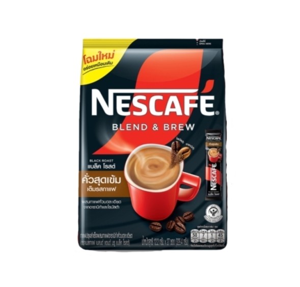 Растворимый кофе 3в1 темной обжарки Nescafe Blend and Brew Black Roast 12.2 гр x 27 саше