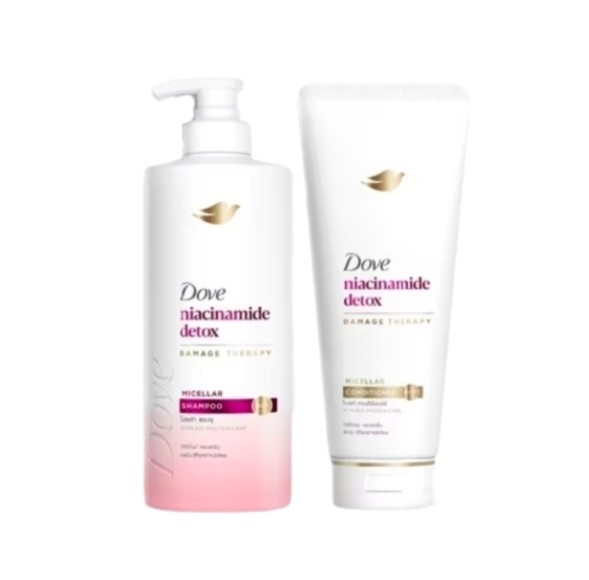 Набор Шампунь 360 мл и Кондиционер 330 мл с Ниацинамидами для глубокого очищения Dove Niacinamide Detox 