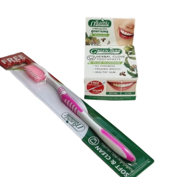 Травяная зубная паста от Green herb, Herbal Clove 25 гр + зубная щётка в подарок 