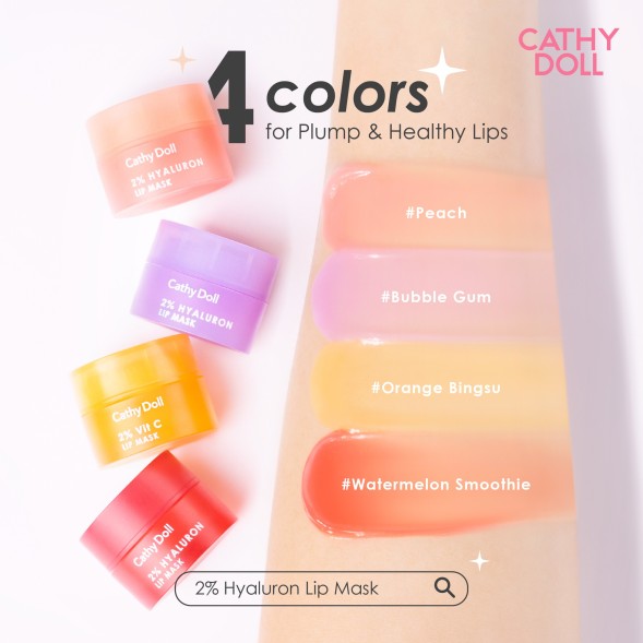 Ночная маска для восстановления и увлажнения губ со вкусом арбуза от Cathy Doll 2% Hyaluron Lip Mask 4.5 гр